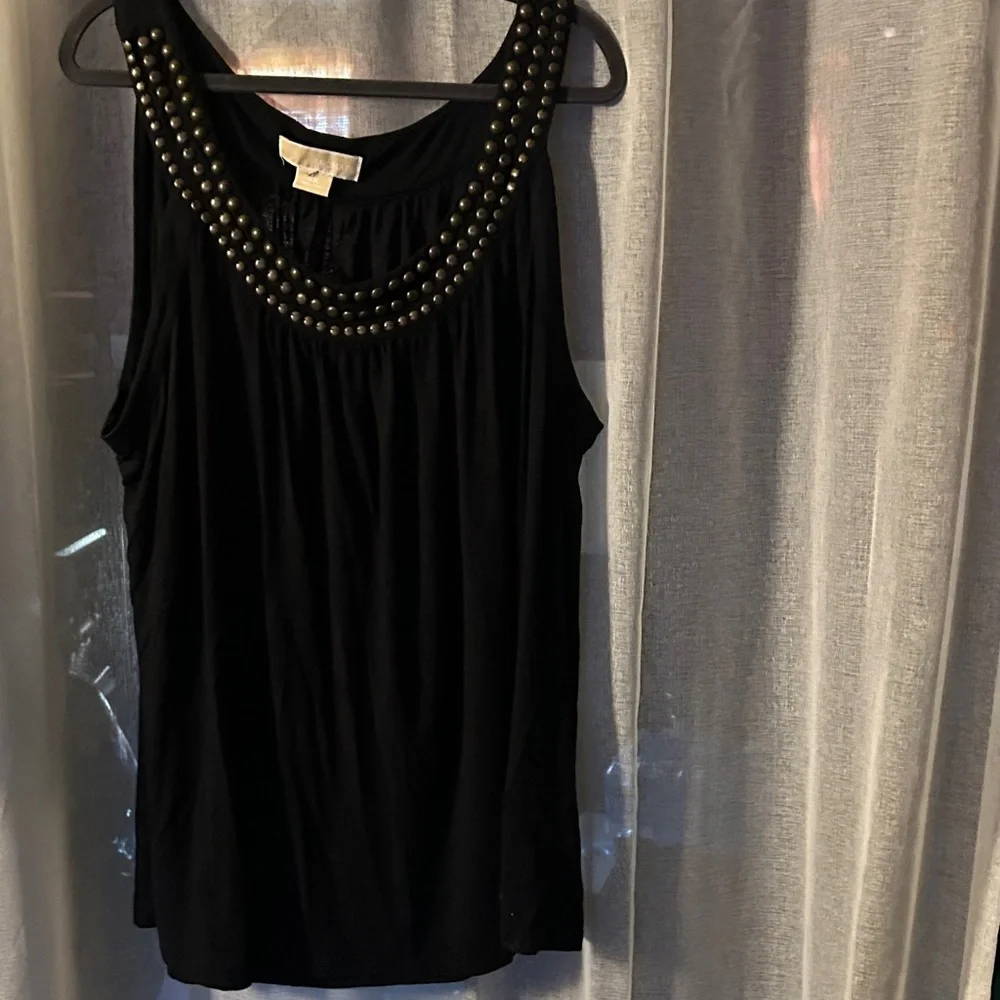 Michael Kors Sleeveless Black Studded Scoop Neck Women's Top sz 2X